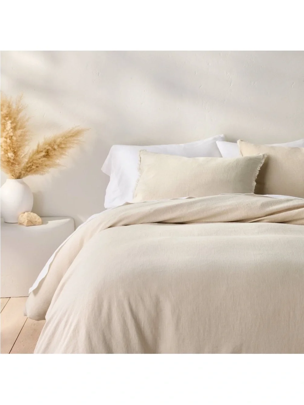 Casaluna Heavyweight Linen Blend King Duvet Cover with Zipper Closure in Natural